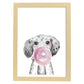 Lámina infantil Perro bebe con chicle rosa poster animales infantiles-Artwork-Nacnic-A3-Marco Madera clara-Nacnic Estudio SL