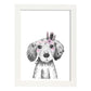 Lámina infantil Perro bebe con flores y plumas poster animales infantiles-Artwork-Nacnic-A3-Marco Blanco-Nacnic Estudio SL