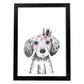 Lámina infantil Perro bebe con flores y plumas poster animales infantiles-Artwork-Nacnic-A3-Marco Negro-Nacnic Estudio SL