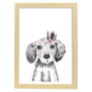 Lámina infantil Perro bebe con flores y plumas poster animales infantiles-Artwork-Nacnic-A4-Marco Madera clara-Nacnic Estudio SL