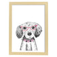 Lámina infantil Perro bebe con gafas y flores poster animales infantiles-Artwork-Nacnic-A3-Marco Madera clara-Nacnic Estudio SL