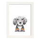 Lámina infantil Perro bebe con gafas y pañuelo Poster animales infantiles-Artwork-Nacnic-A3-Marco Blanco-Nacnic Estudio SL