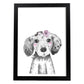 Lámina infantil Perro bebe con pañuelo y flor Poster animales infantiles-Artwork-Nacnic-A3-Marco Negro-Nacnic Estudio SL