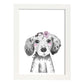 Lámina infantil Perro bebe con pañuelo y flor Poster animales infantiles-Artwork-Nacnic-A4-Marco Blanco-Nacnic Estudio SL