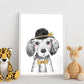 Lámina infantil Perro bebe con sombrero y pajarita poster animales infantiles-Artwork-Nacnic-Nacnic Estudio SL