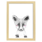 Lámina infantil Zorro infantil blanco y negro poster de animales infantiles-Artwork-Nacnic-A3-Marco Madera clara-Nacnic Estudio SL