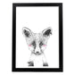 Lámina infantil Zorro infantil blanco y negro poster de animales infantiles-Artwork-Nacnic-A4-Marco Negro-Nacnic Estudio SL