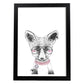 Lámina infantil Zorro infantil con gafas y collar poster de animales infantiles-Artwork-Nacnic-A3-Marco Negro-Nacnic Estudio SL