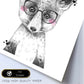 Lámina infantil Zorro infantil con gafas y pañuelo rosa poster animales infantiles-Artwork-Nacnic-Nacnic Estudio SL