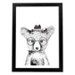 Lámina infantil Zorro infantil con gafas y sombrero poster de animales infantiles-Artwork-Nacnic-A3-Marco Negro-Nacnic Estudio SL