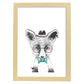 Lámina infantil Zorro infantil con sombrero gafas y pajarita poster animales infantiles-Artwork-Nacnic-A4-Marco Madera clara-Nacnic Estudio SL