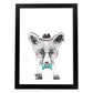 Lámina infantil Zorro infantil con sombrero gafas y pajarita poster animales infantiles-Artwork-Nacnic-A4-Marco Negro-Nacnic Estudio SL
