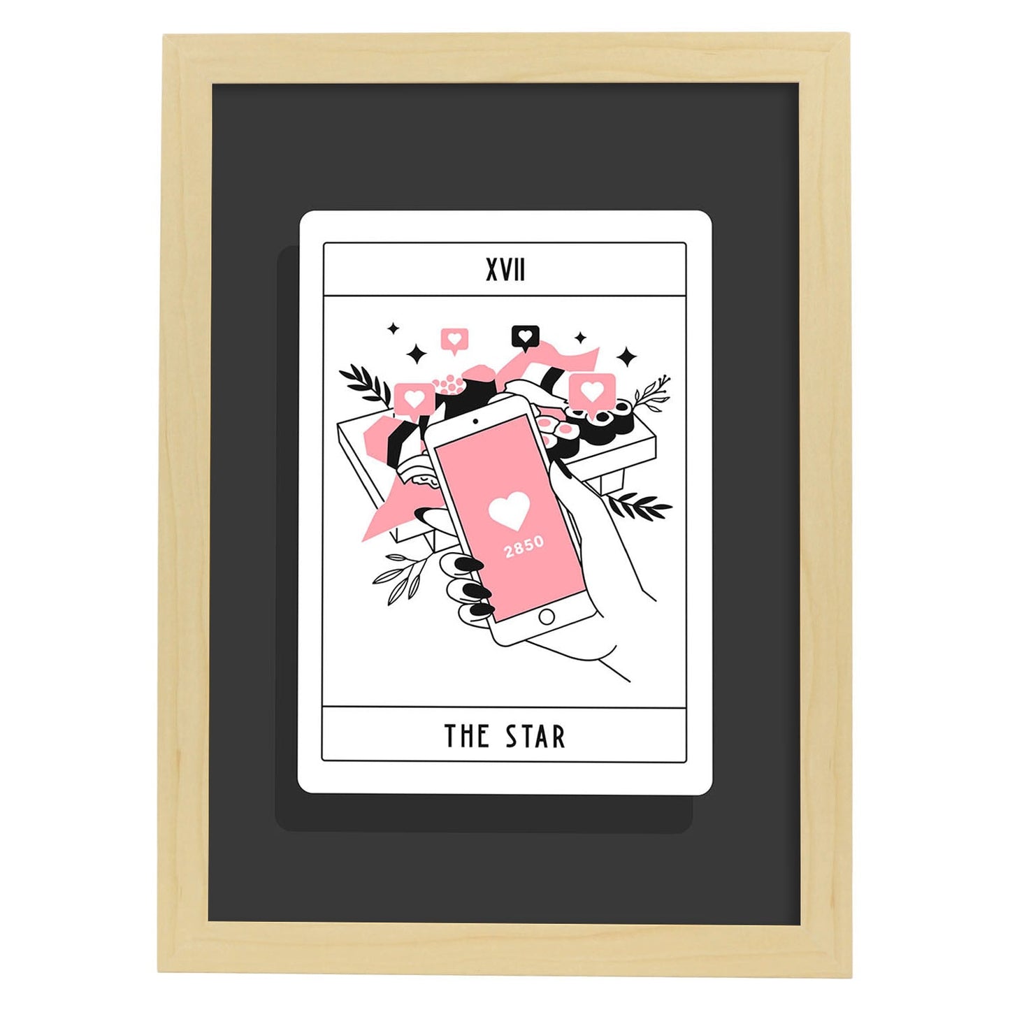 Lámina La estrella. Pósters con originales ilustraciones de las cartas Tarot.-Artwork-Nacnic-A3-Marco Madera clara-Nacnic Estudio SL