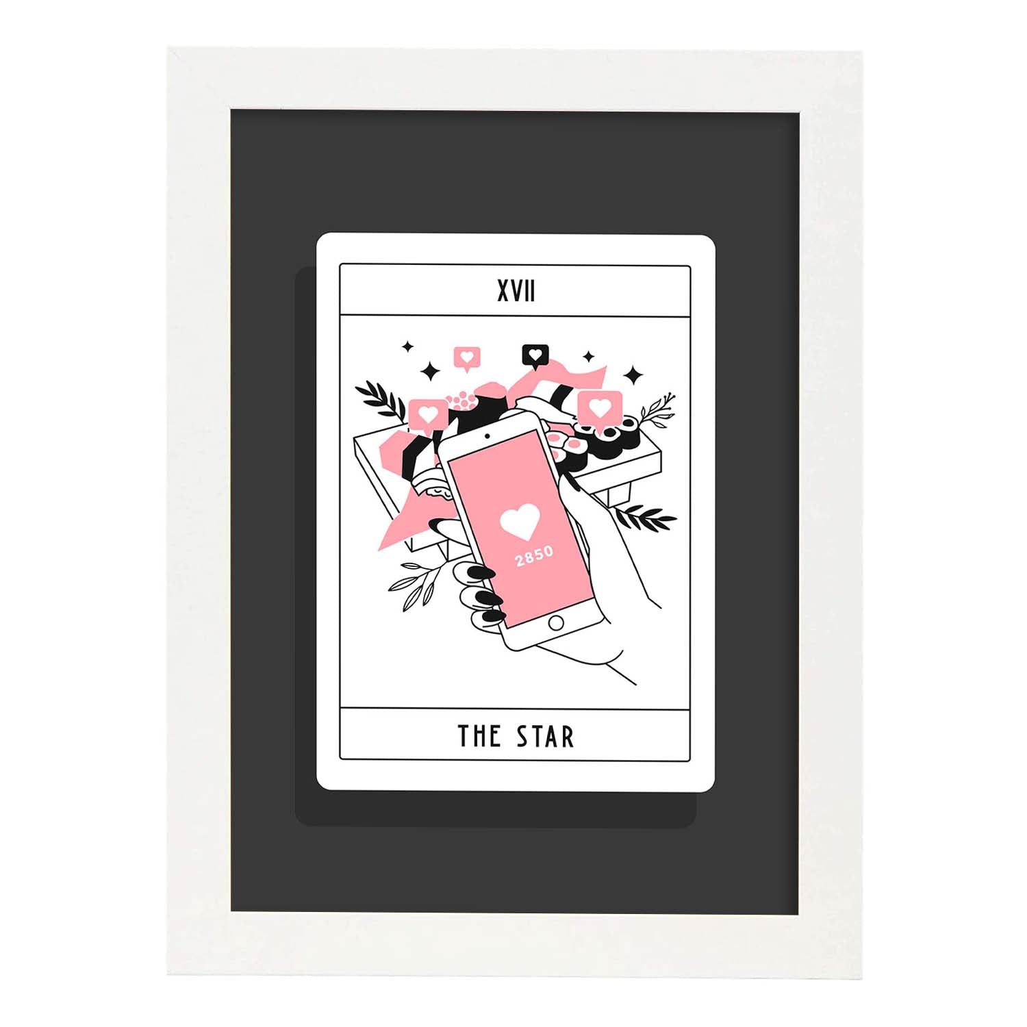 Lámina La estrella. Pósters con originales ilustraciones de las cartas Tarot.-Artwork-Nacnic-A4-Marco Blanco-Nacnic Estudio SL