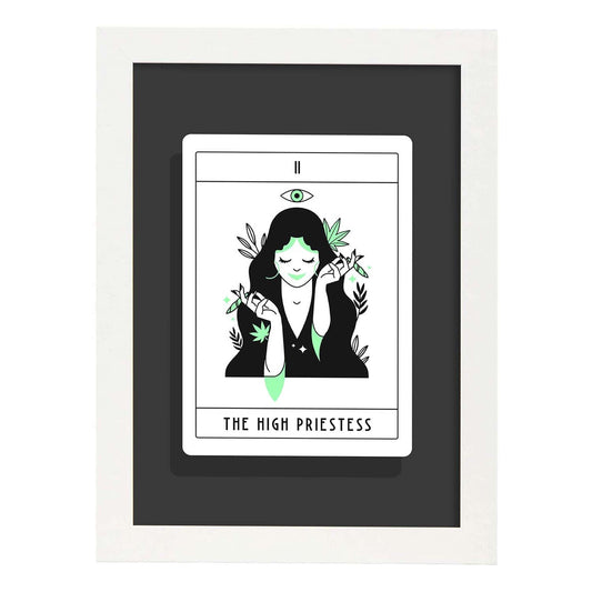 Lámina La fuma sacerdotisa. Pósters con originales ilustraciones de las cartas Tarot.-Artwork-Nacnic-A4-Marco Blanco-Nacnic Estudio SL