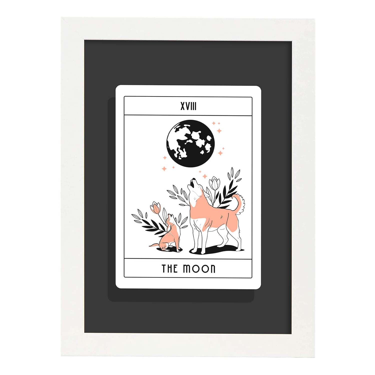 Lámina La luna. Pósters con originales ilustraciones de las cartas Tarot.-Artwork-Nacnic-A3-Marco Blanco-Nacnic Estudio SL