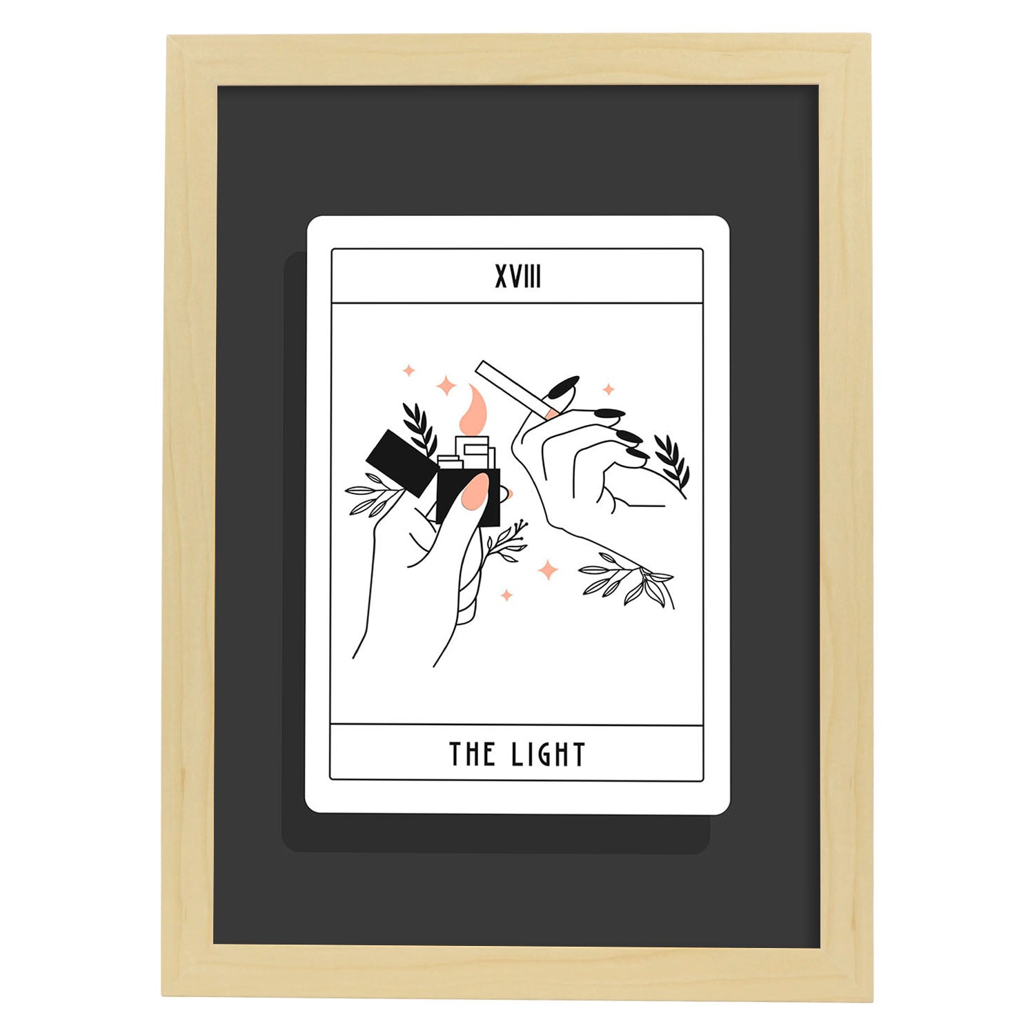 Lámina La luz. Pósters con originales ilustraciones de las cartas Tarot.-Artwork-Nacnic-A3-Marco Madera clara-Nacnic Estudio SL