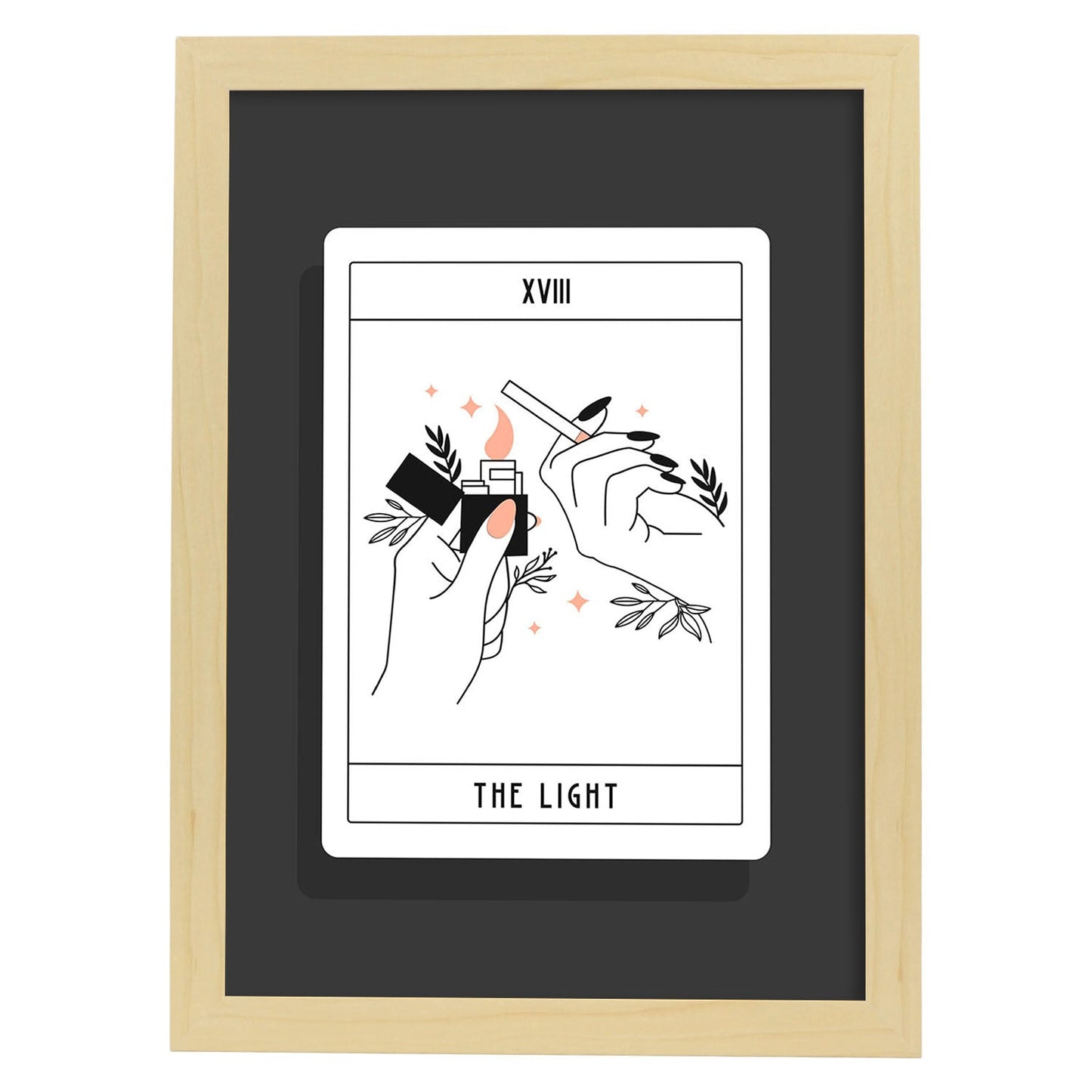 Lámina La luz. Pósters con originales ilustraciones de las cartas Tarot.-Artwork-Nacnic-A4-Marco Madera clara-Nacnic Estudio SL
