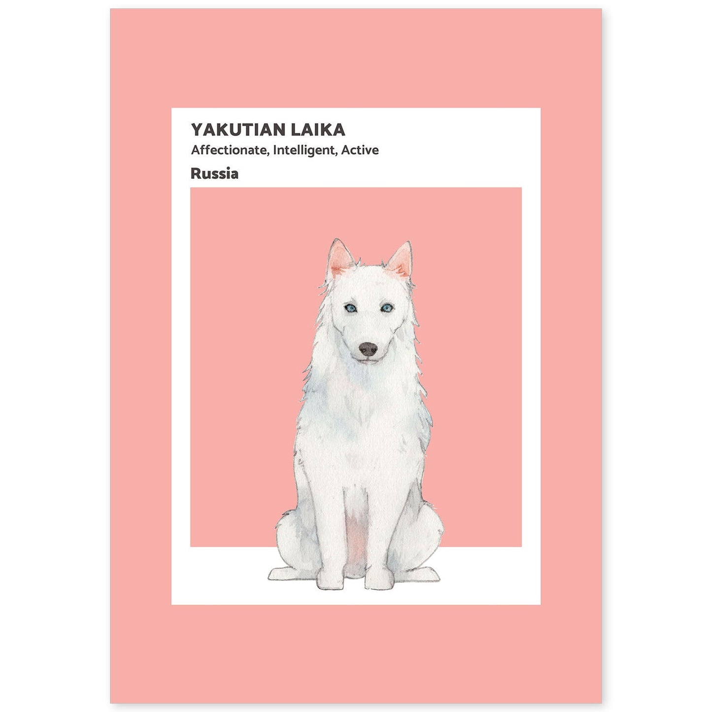 Lámina Laikan. Pósters con ilustraciones de razas de perro en tonos cálidos y pastel.-Artwork-Nacnic-A4-Sin marco-Nacnic Estudio SL