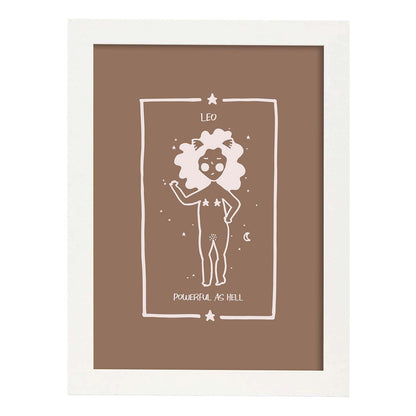 Lámina Leo. Pósters con ilustraciones femeninas de los signos del zodíaco.-Artwork-Nacnic-A4-Marco Blanco-Nacnic Estudio SL