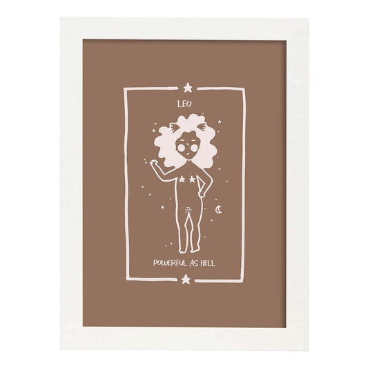 Lámina Leo. Pósters con ilustraciones femeninas de los signos del zodíaco.-Artwork-Nacnic-A4-Marco Blanco-Nacnic Estudio SL