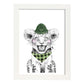Lámina Leon infantil con gorro y bandana Poster animales infantiles-Artwork-Nacnic-A3-Marco Blanco-Nacnic Estudio SL