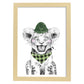 Lámina Leon infantil con gorro y bandana Poster animales infantiles-Artwork-Nacnic-A3-Marco Madera clara-Nacnic Estudio SL