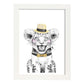 Lámina Leon infantil con sombrero y pajarita Poster animales infantiles-Artwork-Nacnic-A3-Marco Blanco-Nacnic Estudio SL