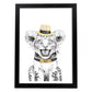 Lámina Leon infantil con sombrero y pajarita Poster animales infantiles-Artwork-Nacnic-A4-Marco Negro-Nacnic Estudio SL