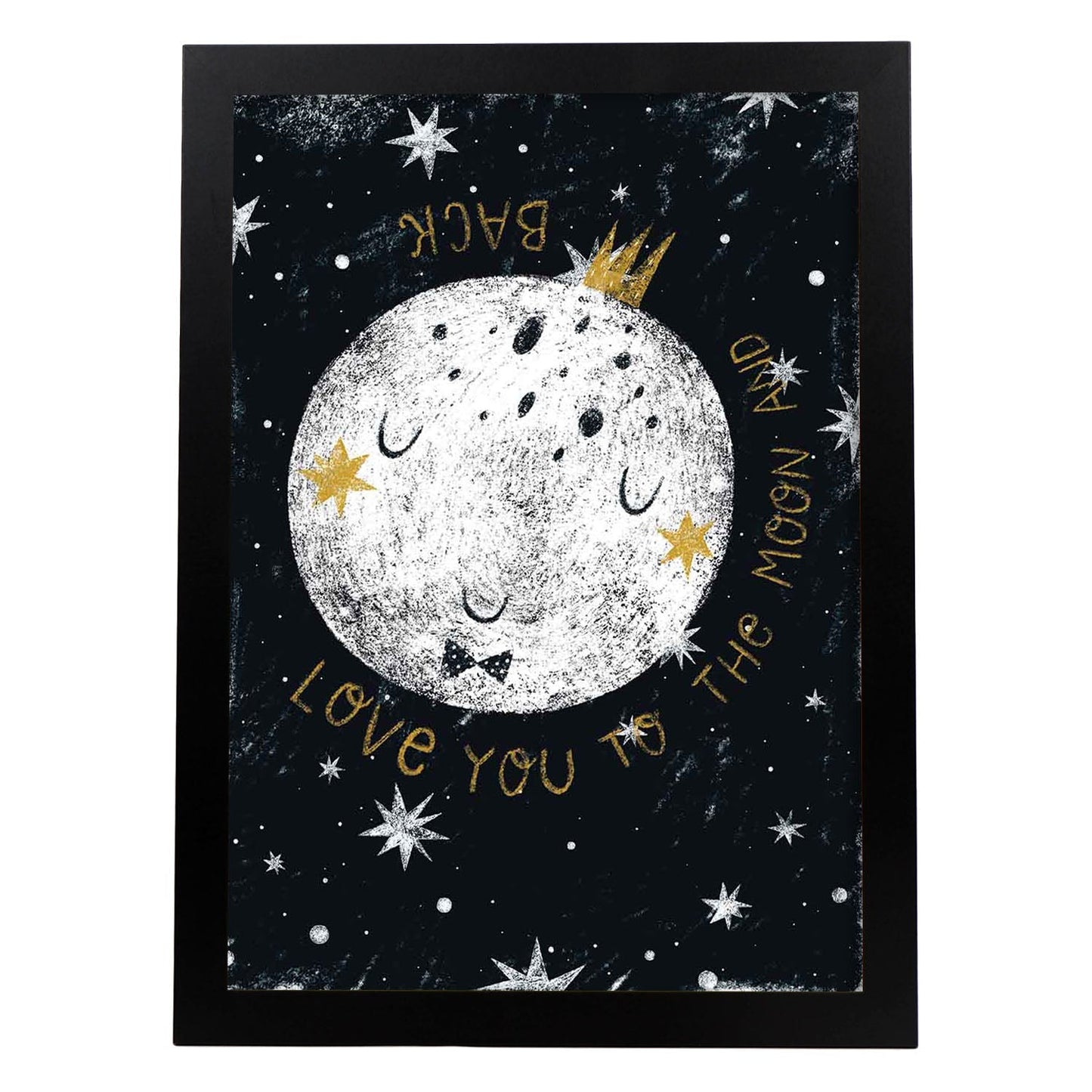 Lámina Luna blanca Estilo nordico blanco y negro.-Artwork-Nacnic-A3-Marco Negro-Nacnic Estudio SL
