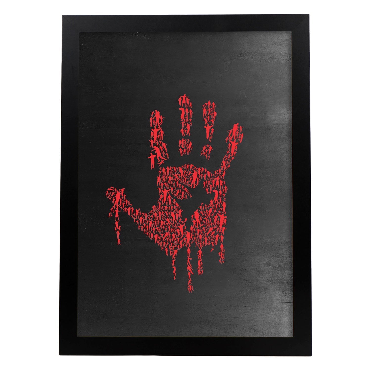 Lámina mano roja de La noche de los zoombies en Poster con fondo negro estilo pizarra. Papel 250 gr.-Artwork-Nacnic-A3-Marco Negro-Nacnic Estudio SL