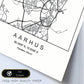 Lámina mapa de la ciudad Aarhus estilo nordico en blanco y negro.-Artwork-Nacnic-Nacnic Estudio SL
