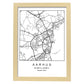 Lámina mapa de la ciudad Aarhus estilo nordico en blanco y negro.-Artwork-Nacnic-A4-Marco Madera clara-Nacnic Estudio SL