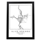 Lámina mapa de la ciudad Alice springs estilo nordico en blanco y negro.-Artwork-Nacnic-A4-Marco Negro-Nacnic Estudio SL