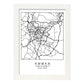 Lámina mapa de la ciudad Amman estilo nordico en blanco y negro.-Artwork-Nacnic-A3-Marco Blanco-Nacnic Estudio SL