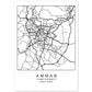 Lámina mapa de la ciudad Amman estilo nordico en blanco y negro.-Artwork-Nacnic-A4-Sin marco-Nacnic Estudio SL