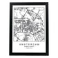 Lámina mapa de la ciudad Amsterdam estilo nordico en blanco y negro.-Artwork-Nacnic-A3-Marco Negro-Nacnic Estudio SL