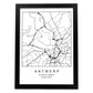 Lámina mapa de la ciudad Antwerp estilo nordico en blanco y negro.-Artwork-Nacnic-A3-Marco Negro-Nacnic Estudio SL