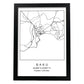 Lámina mapa de la ciudad Baku estilo nordico en blanco y negro.-Artwork-Nacnic-A4-Marco Negro-Nacnic Estudio SL