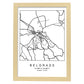 Lámina mapa de la ciudad Belgrade estilo nordico en blanco y negro.-Artwork-Nacnic-A3-Marco Madera clara-Nacnic Estudio SL
