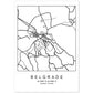 Lámina mapa de la ciudad Belgrade estilo nordico en blanco y negro.-Artwork-Nacnic-A4-Sin marco-Nacnic Estudio SL