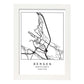 Lámina mapa de la ciudad Bergen estilo nordico en blanco y negro.-Artwork-Nacnic-A3-Marco Blanco-Nacnic Estudio SL