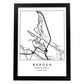 Lámina mapa de la ciudad Bergen estilo nordico en blanco y negro.-Artwork-Nacnic-A4-Marco Negro-Nacnic Estudio SL
