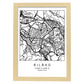 Lámina mapa de la ciudad Bilbao estilo nordico en blanco y negro.-Artwork-Nacnic-A3-Marco Madera clara-Nacnic Estudio SL