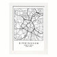 Lámina mapa de la ciudad Birmingham estilo nordico en blanco y negro.-Artwork-Nacnic-A3-Marco Blanco-Nacnic Estudio SL