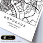 Lámina mapa de la ciudad Bordeaux estilo nordico en blanco y negro.-Artwork-Nacnic-Nacnic Estudio SL