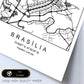 Lámina mapa de la ciudad Brasilia estilo nordico en blanco y negro.-Artwork-Nacnic-Nacnic Estudio SL