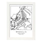 Lámina mapa de la ciudad Brasilia estilo nordico en blanco y negro.-Artwork-Nacnic-A4-Marco Blanco-Nacnic Estudio SL
