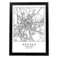 Lámina mapa de la ciudad Bruges estilo nordico en blanco y negro.-Artwork-Nacnic-A3-Marco Negro-Nacnic Estudio SL