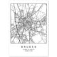 Lámina mapa de la ciudad Bruges estilo nordico en blanco y negro.-Artwork-Nacnic-A4-Sin marco-Nacnic Estudio SL